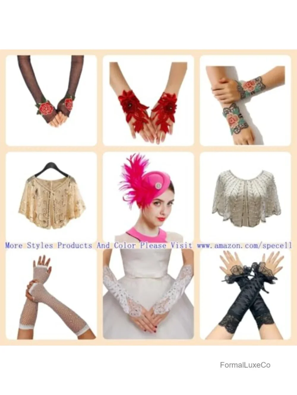 Fingerless Satin Gloves with Lace Sequins Beads for Bridal Wedding Party